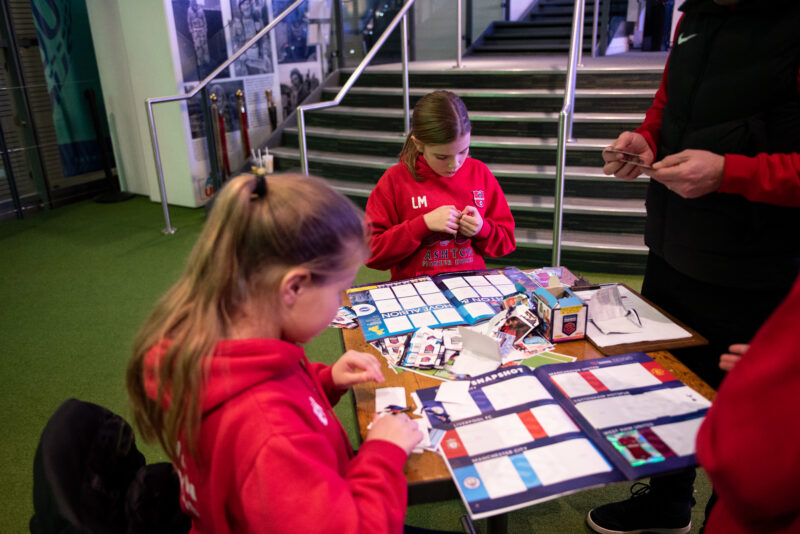 Kids enjoying the Barclays WSL sticker collection launch
